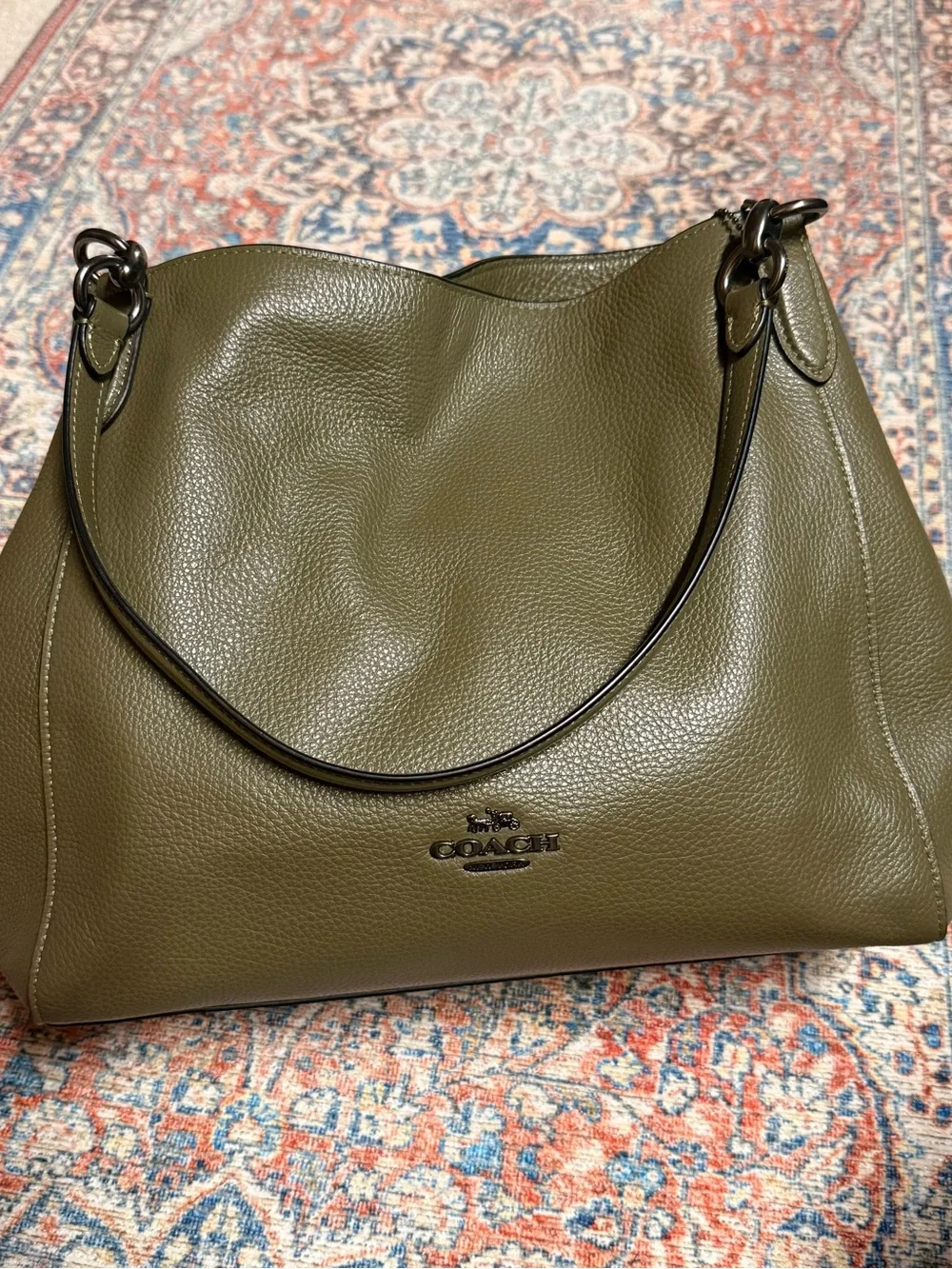 Coach Edie Pebbled Leather Shoulder Green